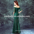 Sexy Cap Sleeve Vestidos de noiva verde 2016 Mais recente Andar Longo Robe Longue Femme Soiree